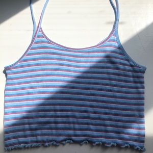 red & blue striped cropped tank top